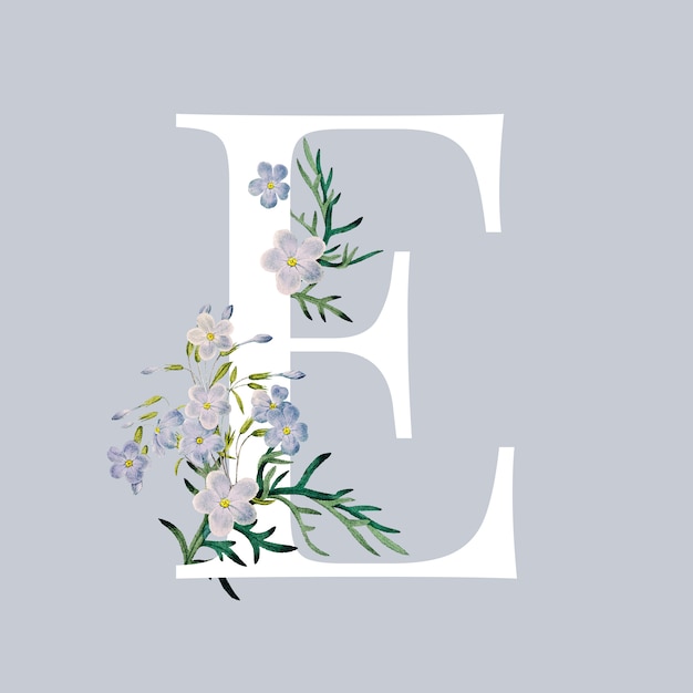 Letter E with blossoms