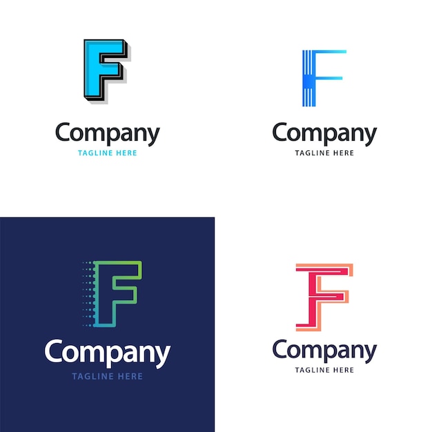 無料ベクター 文字 f 大きなロゴ パック デザイン クリエイティブ モダンなロゴ デザインあなたのビジネス ベクトル ブランド名イラスト