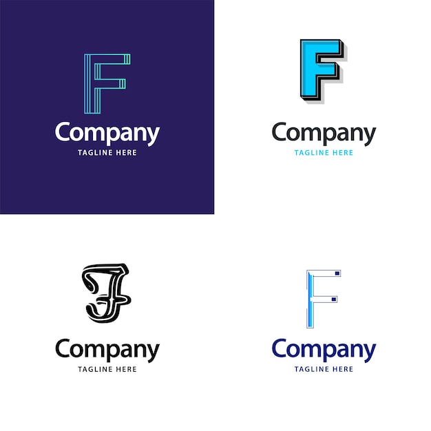 Бесплатное векторное изображение letter f big logo pack design creative современный дизайн логотипов для вашего бизнеса