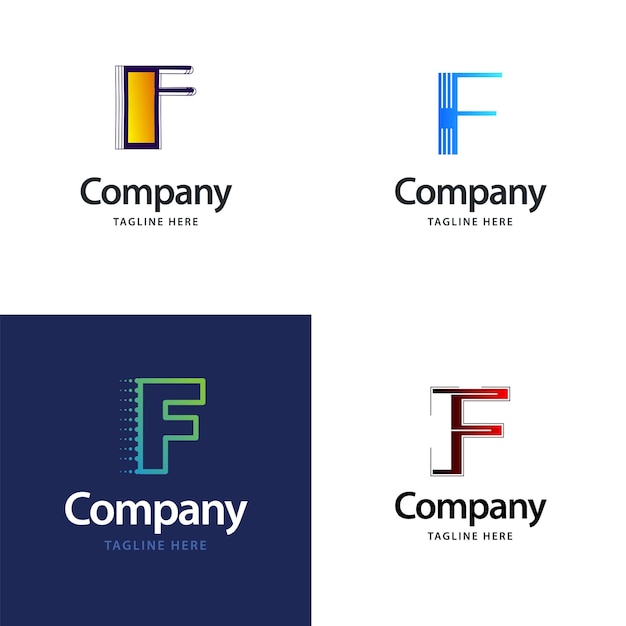 Бесплатное векторное изображение letter f big logo pack design creative современный дизайн логотипов для вашего бизнеса
