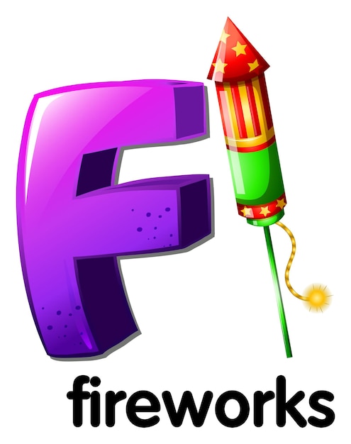 Free vector a letter f for fireworks