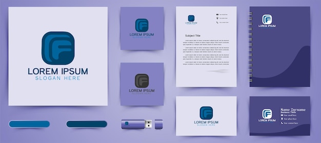 Бесплатное векторное изображение Буква f логотип и шаблон бизнес-брендинга дизайн вдохновение, изолированные на белом фоне