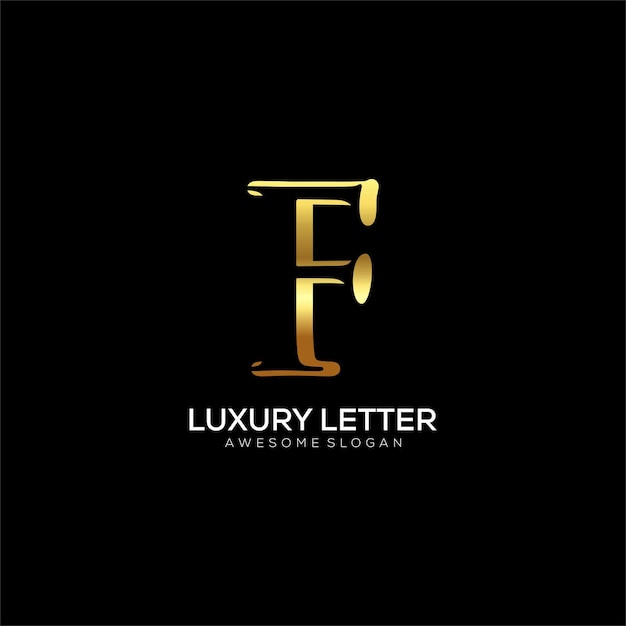 Free vector letter f logo with luxury color design