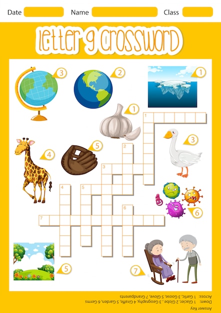 Free vector the letter g crossword