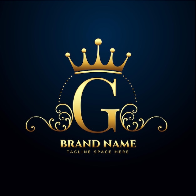 Free vector letter g premium floral and crown logo design