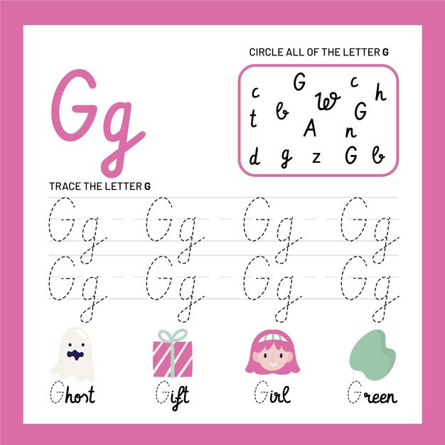 Letter g worksheet template
