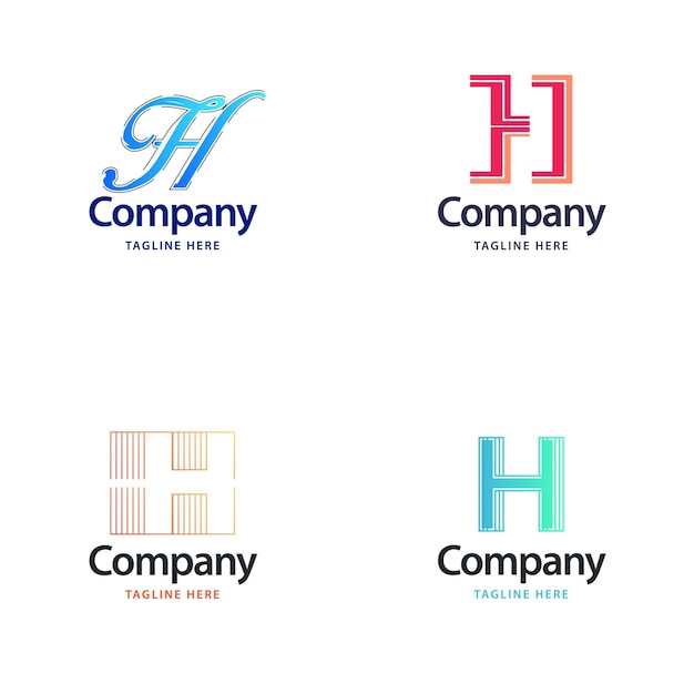 Free vector letter h big logo pack design creative modern logos design for your business vector brand name illustration