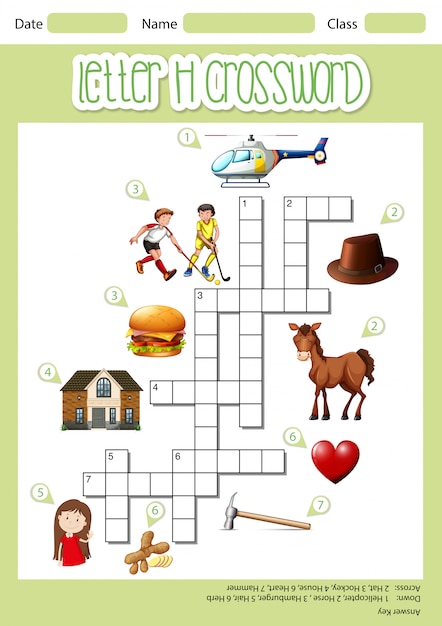 Free vector letter h crossword template