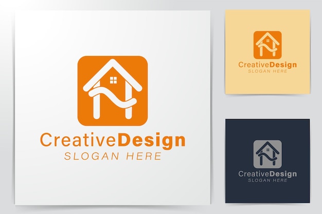 手紙AH。ハウスの家のロゴのアイデア。インスピレーションのロゴデザイン。テンプレートのベクトル図です。白い背景に分離