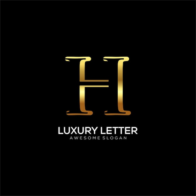 Free vector letter h logo with luxury color design