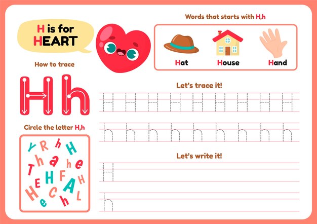 Letter h worksheet template