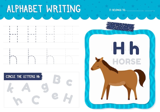 Free vector letter h worksheet template