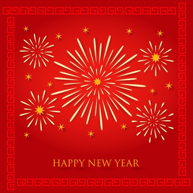 Free Vector letter happy new year with fireworks