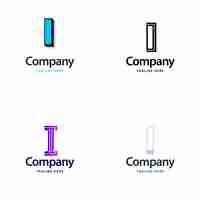 無料ベクター letter i big logo pack design あなたのビジネスのための創造的なモダンなロゴデザイン