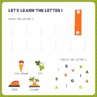 Free vector letter i worksheet for kids