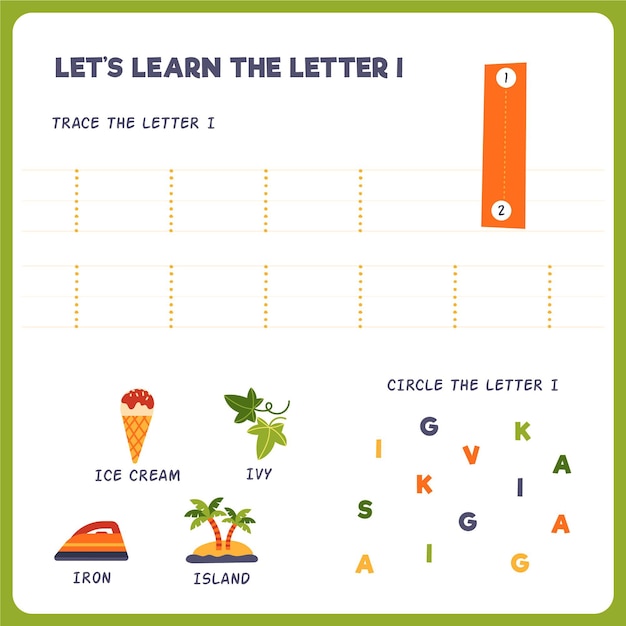 Letter i worksheet for kids