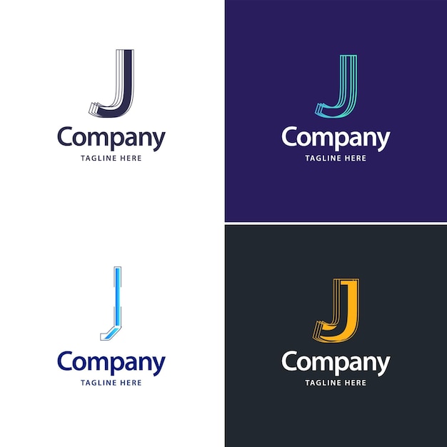 Vettore gratuito lettera j big logo pack design design moderno e creativo dei loghi per il tuo business illustrazione del nome del marchio vettoriale