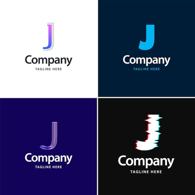 Vettore gratuito lettera j big logo pack design design moderno e creativo dei loghi per il tuo business illustrazione del nome del marchio vettoriale