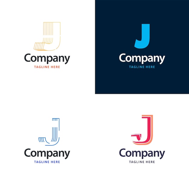 Letter J 빅 로고 팩 디자인 귀하의 비즈니스 벡터 브랜드 이름 일러스트레이션을 위한 크리에이티브 모던 로고 디자인