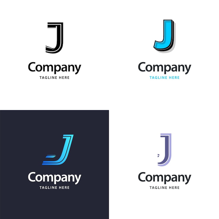 무료 Vector letter j 빅 로고 팩 디자인 귀하의 비즈니스를 위한 크리에이티브 모던 로고 디자인