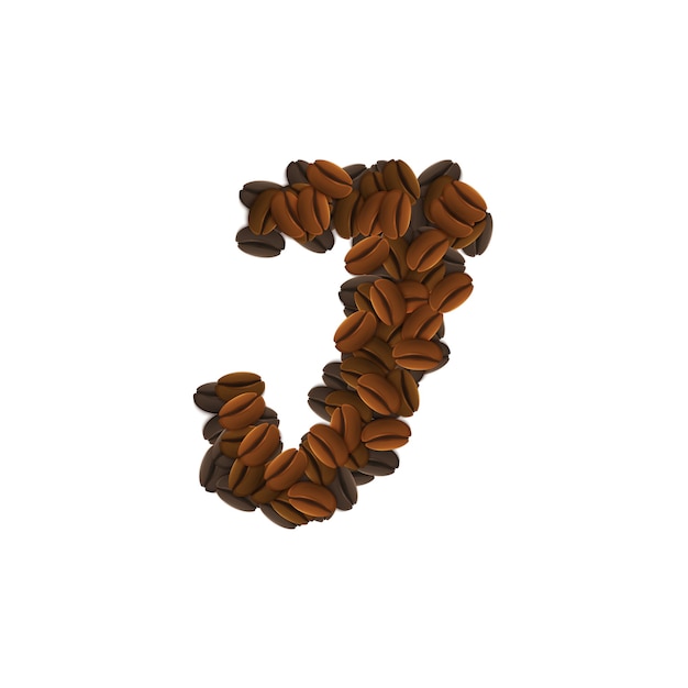 Free vector letter j of coffee grains