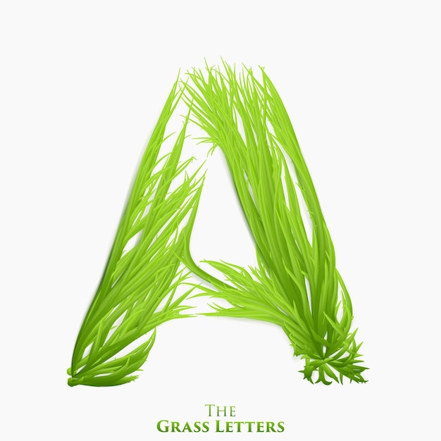 letter A of juicy grass alphabet. Green A symbol consisting of growing grass.