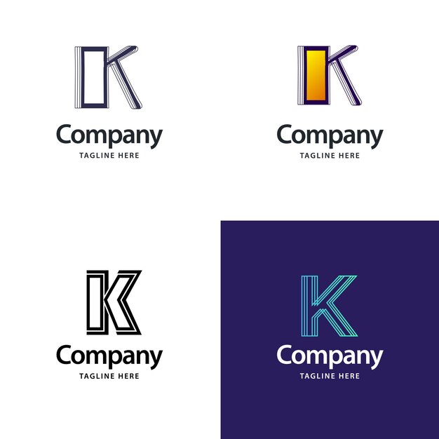 無料ベクター 文字 k ビッグ ロゴ パック デザイン ビジネスの創造的なモダンなロゴ デザイン