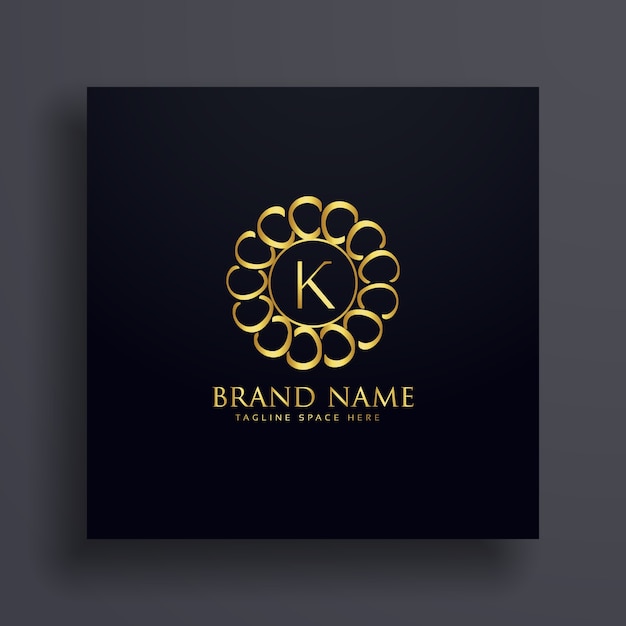 Letter k premium golden logo design concept