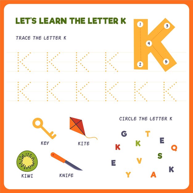 Letter k worksheet for kids