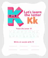 Free vector letter k worksheet template