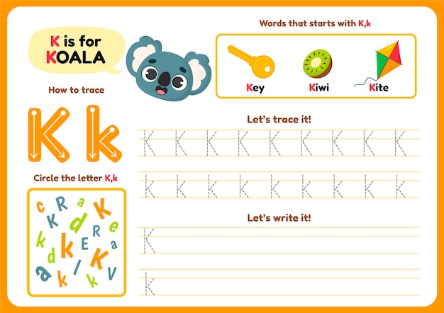 Letter k worksheet template