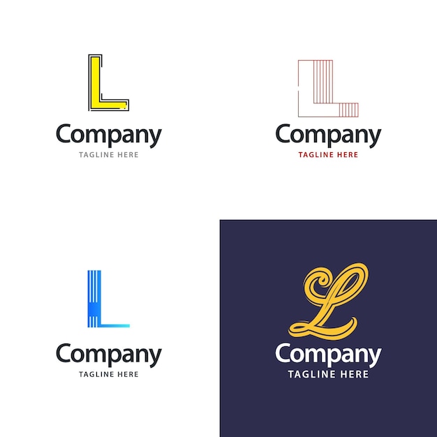 무료 벡터 letter l 빅 로고 팩 디자인 귀하의 비즈니스 벡터 브랜드 이름 일러스트레이션을 위한 크리에이티브 모던 로고 디자인