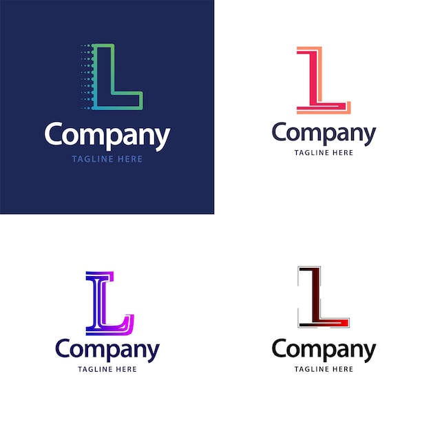 Lettera l big logo pack design design moderno e creativo dei loghi per la tua azienda illustrazione del nome del marchio vettoriale