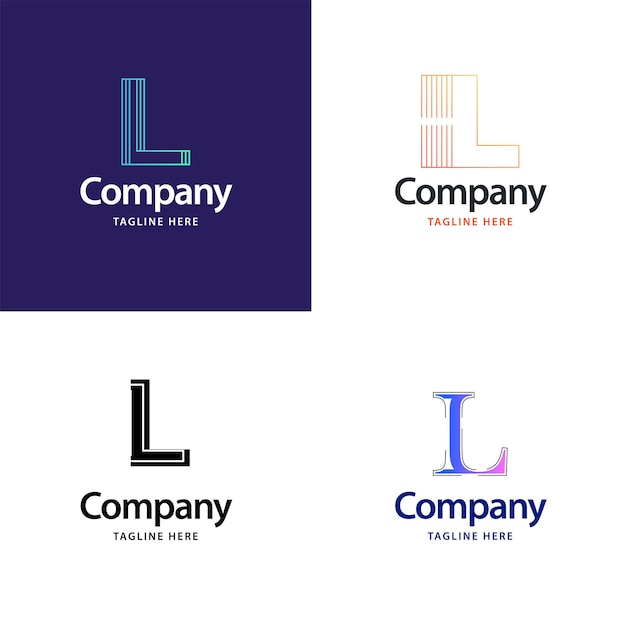 Lettera l big logo pack design design moderno e creativo dei loghi per la tua azienda illustrazione del nome del marchio vettoriale