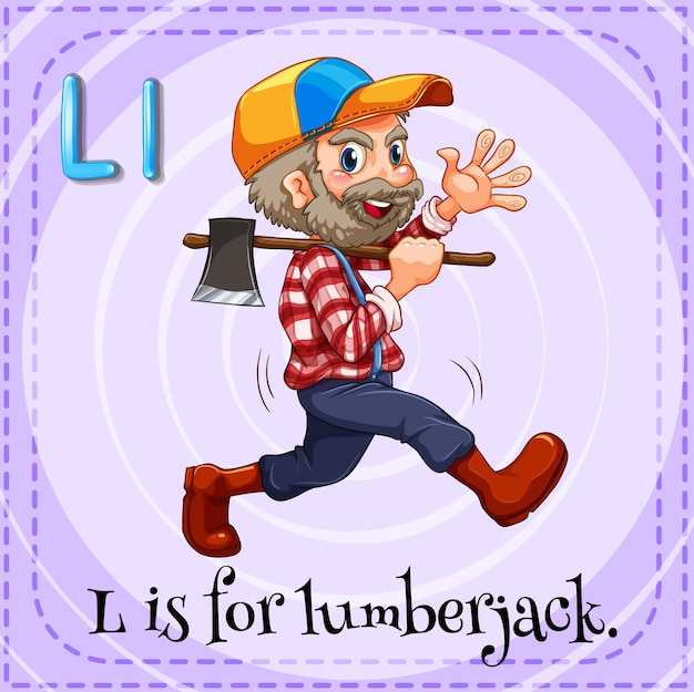 Free vector letter l is for lumberjack