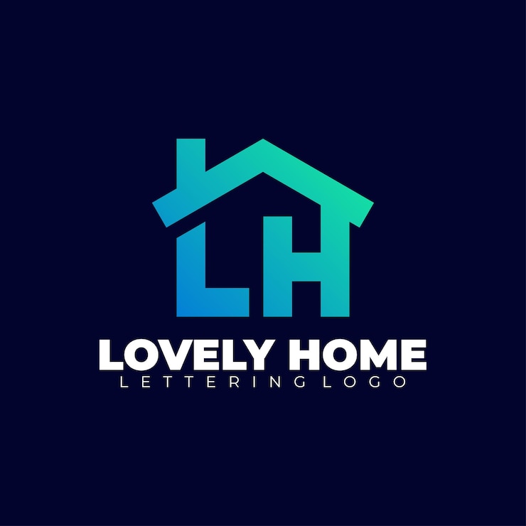 Free Vector letter l and letter h with home logo