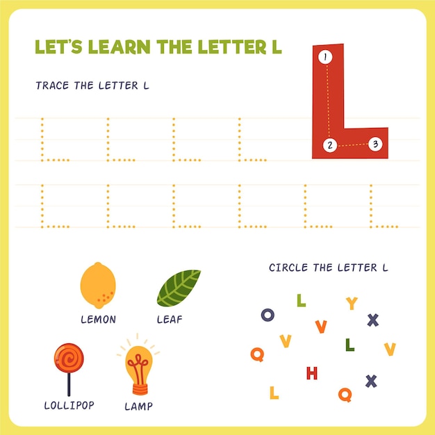 Letter l worksheet for kids