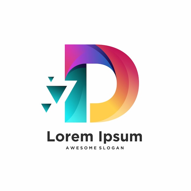 Illustrazione di design colorato gradiente logo lettera