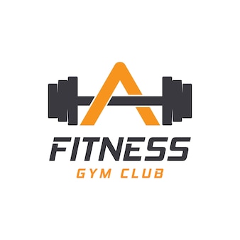 Letter a logo with barbell. fitness gym logo. fitness vector logo design for gym and fitness.