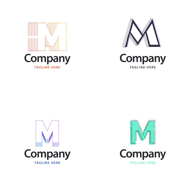 Vettore gratuito lettera m big logo pack design design moderno e creativo dei loghi per la tua azienda illustrazione del nome del marchio vettoriale