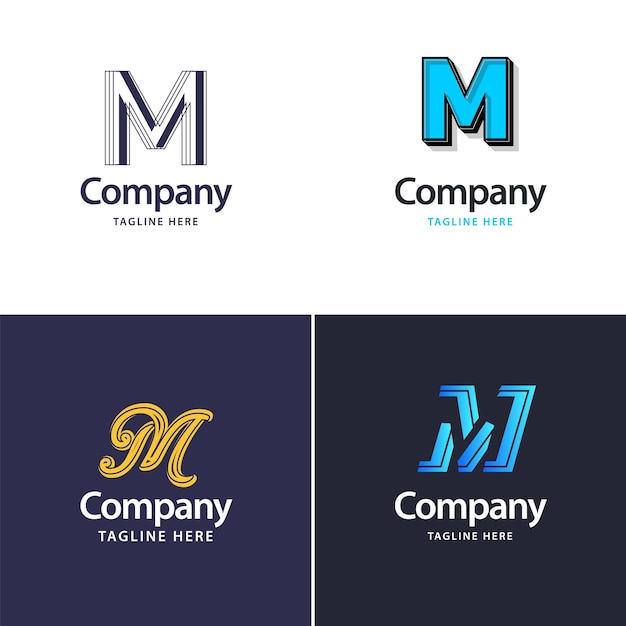 Free vector letter m big logo pack design creative modern logos design for your business