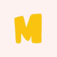 Free vector letter m doodle typography vector