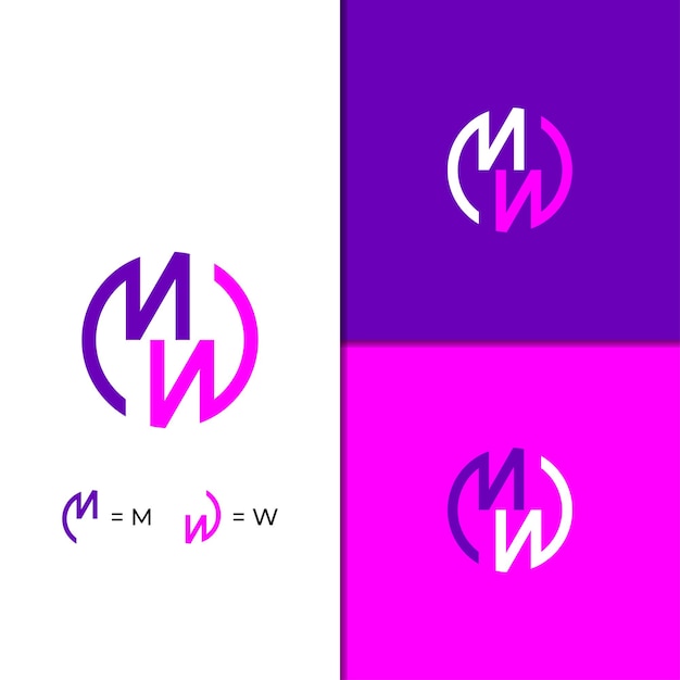 Letter m and letter w circle logo