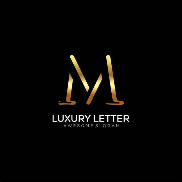 Letter M logo with luxury color design