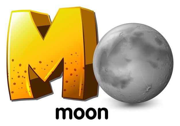 Free vector a letter m for moon