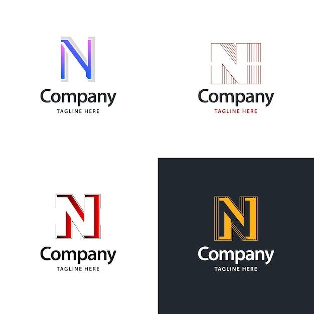 Бесплатное векторное изображение letter n big logo pack design creative современный дизайн логотипов для вашего бизнеса векторная иллюстрация фирменного наименования