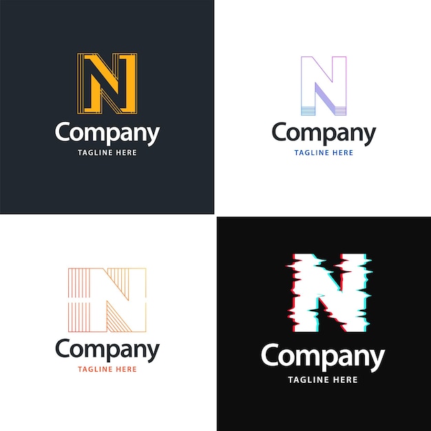 Letter n big logo pack design creative современный дизайн логотипов для вашего бизнеса