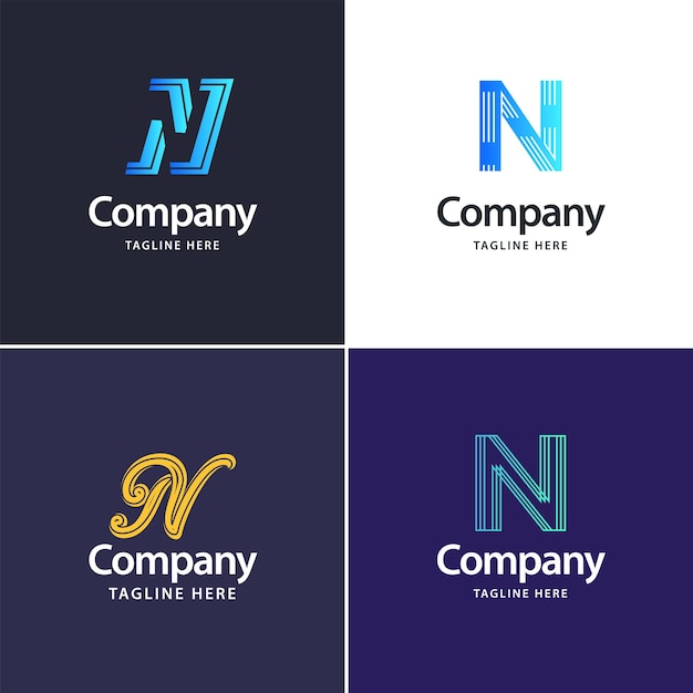 無料ベクター letter n big logo pack design あなたのビジネスのための創造的なモダンなロゴデザイン