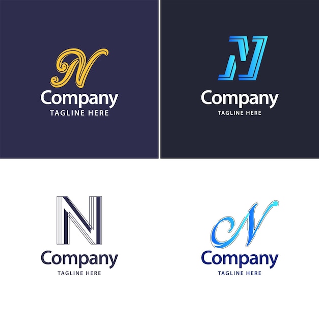 Free vector letter n big logo pack design creative modern logos design for your business vector brand name illustration