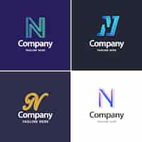 Free vector letter n big logo pack design